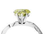 White gold Fancy Yellow Heart Cut Diamond Engagement Ring with Side Stone Accents and Four-Prong Setting_16