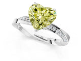 White gold Fancy Yellow Heart Cut Diamond Engagement Ring with Side Stone Accents and Four-Prong Setting_25