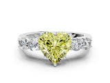 White gold Fancy Yellow Heart  Cut Diamond Five-Stone Prong Set White Gold Ring_27