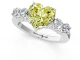 White gold Fancy Yellow Heart  Cut Diamond Five-Stone Prong Set White Gold Ring_28