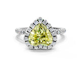 White gold Fancy Yellow Heart  Cut Diamond Floral Halo Engagement Ring with Pavé Band and Prong Setting_49