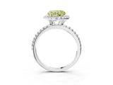 White gold Fancy Yellow Heart  Cut Diamond Floral Halo Engagement Ring with Pavé Band and Prong Setting_52