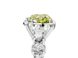 White gold Fancy Yellow Heart  Cut Diamond Floral Halo Engagement Ring with Shared Prong Setting