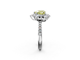 White gold Fancy Yellow Heart  Cut Diamond Floral Halo Pave Band with Prong Setting_39