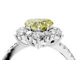 White gold Fancy Yellow Heart  Cut Diamond Floral Halo Pave Band with Prong Setting_41