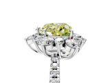 White gold Fancy Yellow Heart  Cut Diamond Floral Halo Pave Band with Prong Setting_42