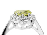 White gold Fancy Yellow Heart Cut Diamond Floral Halo Ring with Pavé Band and Prong Setting_11