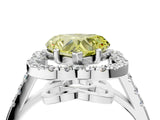 White gold Fancy Yellow Heart Cut Diamond Floral Halo Split Shank Prong Setting Ring_16