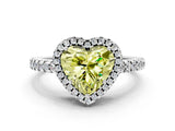 White gold Fancy Yellow Heart Cut Diamond Halo Engagement Ring with Pavé Band and Prong Setting_51