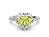 White gold Fancy Yellow Heart Cut Diamond Halo Pave Band with Four-Prong Setting_3