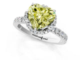 White gold Fancy Yellow Heart Cut Diamond Halo Pave Band with Four-Prong Setting_4