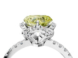 White gold Fancy Yellow Heart Cut Diamond Halo Pave Band with Four-Prong Setting_7