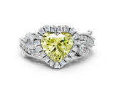White gold Fancy Yellow Heart Cut Diamond Halo Ring with Milgrain Pavé Band and Four-Prong Setting_63