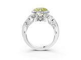 White gold Fancy Yellow Heart Cut Diamond Halo Ring with Milgrain Pavé Band and Four-Prong Setting_66
