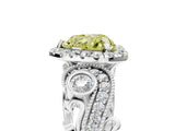 White gold Fancy Yellow Heart Cut Diamond Halo Ring with Milgrain Pavé Band and Four-Prong Setting_70