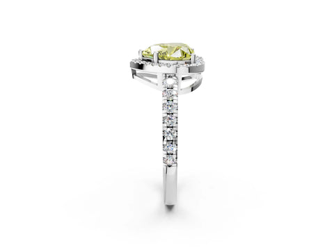 White gold Fancy Yellow Heart Cut Diamond Halo Ring with Pavé Band and Four-Prong Setting_14