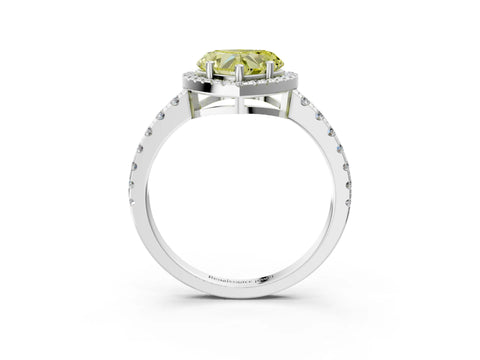 White gold Fancy Yellow Heart Cut Diamond Halo Ring with Pavé Band and Four-Prong Setting_15