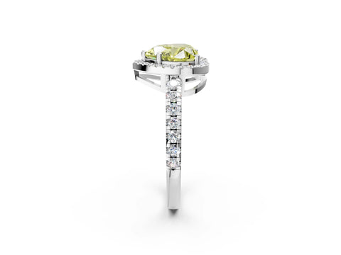 White gold Fancy Yellow Heart Cut Diamond Halo Ring with Pavé Band and Four-Prong Setting_2