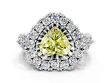 White gold Fancy Yellow Heart Cut Diamond Halo Ring with Pavé Band and Four-Prong Setting_53