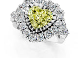 White gold Fancy Yellow Heart Cut Diamond Halo Ring with Pavé Band and Four-Prong Setting_53