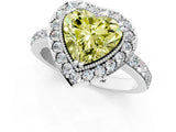 White gold Fancy Yellow Heart Cut Diamond Halo Ring with Pavé Band and Prong Setting_13