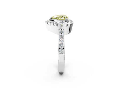 White gold Fancy Yellow Heart Cut Diamond Halo Ring with Pavé Band and Prong Setting_14