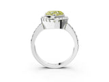 White gold Fancy Yellow Heart Cut Diamond Halo Ring with Pavé Band and Prong Setting_15