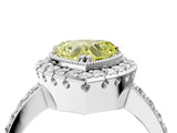 White gold Fancy Yellow Heart Cut Diamond Halo Ring with Pavé Band and Prong Setting_16