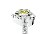 White gold Fancy Yellow Heart Cut Diamond Halo Ring with Pavé Band and Prong Setting_17