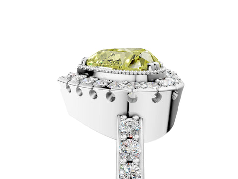 White gold Fancy Yellow Heart Cut Diamond Halo Ring with Pavé Band and Prong Setting_17