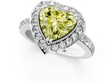 White gold Fancy Yellow Heart Cut Diamond Halo Ring with Pavé Band and Prong Setting_1