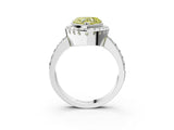 White gold Fancy Yellow Heart Cut Diamond Halo Ring with Pavé Band and Prong Setting_3