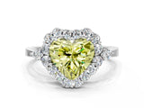 White gold Fancy Yellow Heart Cut Diamond Halo Ring with Pear Side Stones and Prong Setting_75