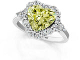 White gold Fancy Yellow Heart Cut Diamond Halo Ring with Pear Side Stones and Prong Setting_76