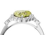 White gold Fancy Yellow Heart Cut Diamond Halo Ring with Pear Side Stones and Prong Setting_78