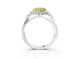 White gold Fancy Yellow Heart Cut Diamond Halo Ring with Pear Side Stones and Prong Setting_78