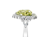 White gold Fancy Yellow Heart Cut Diamond Halo Ring with Pear Side Stones and Prong Setting_79