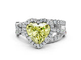 White gold Fancy Yellow Heart Cut Diamond Halo Ring with Round Split Shank and Prong Setting_25