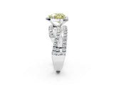 White gold Fancy Yellow Heart Cut Diamond Halo Ring with Round Split Shank and Prong Setting_27