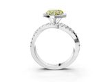 White gold Fancy Yellow Heart Cut Diamond Halo Ring with Round Split Shank and Prong Setting_28