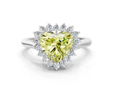White gold Fancy Yellow Heart  Cut Diamond Halo Ring with Solitaire Band and Prong Setting_52