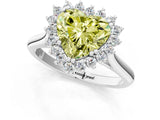 White gold Fancy Yellow Heart  Cut Diamond Halo Ring with Solitaire Band and Prong Setting_54