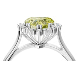 White gold Fancy Yellow Heart  Cut Diamond Halo Ring with Solitaire Band and Prong Setting_56