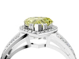 White gold Fancy Yellow Heart Cut Diamond Halo Ring with Split Shank Pavé Band and Four-Prong Setting_16