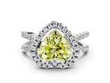 White gold Fancy Yellow Heart Cut Diamond Halo Ring with Split Shank Pavé Band and Prong Setting_79
