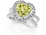 White gold Fancy Yellow Heart Cut Diamond Halo Ring with Split Shank Pavé Band and Prong Setting_80