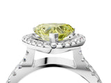 White gold Fancy Yellow Heart Cut Diamond Halo Ring with Split Shank Pavé Band and Prong Setting_83
