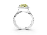 White gold Fancy Yellow Heart Cut Diamond Halo Ring with Split Shank Pavé Band and Prong Setting_83