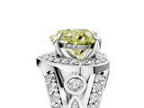 White gold Fancy Yellow Heart Cut Diamond Halo Ring with Split Shank and Bezel Accents and Four-Prong Setting_5