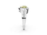 White gold Fancy Yellow Heart Cut Diamond Halo Ring with Split Shank and Bezel Accents and Prong Setting_2